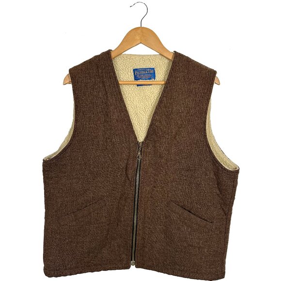 Vintage Pendleton Brown Wool Vest Size Large - Picture 1 of 7
